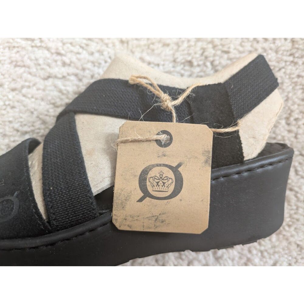 NIB Born Black Lightweight Platform Wedge Heel Strappy Sandals Sz 6 - Picture 6 of 11